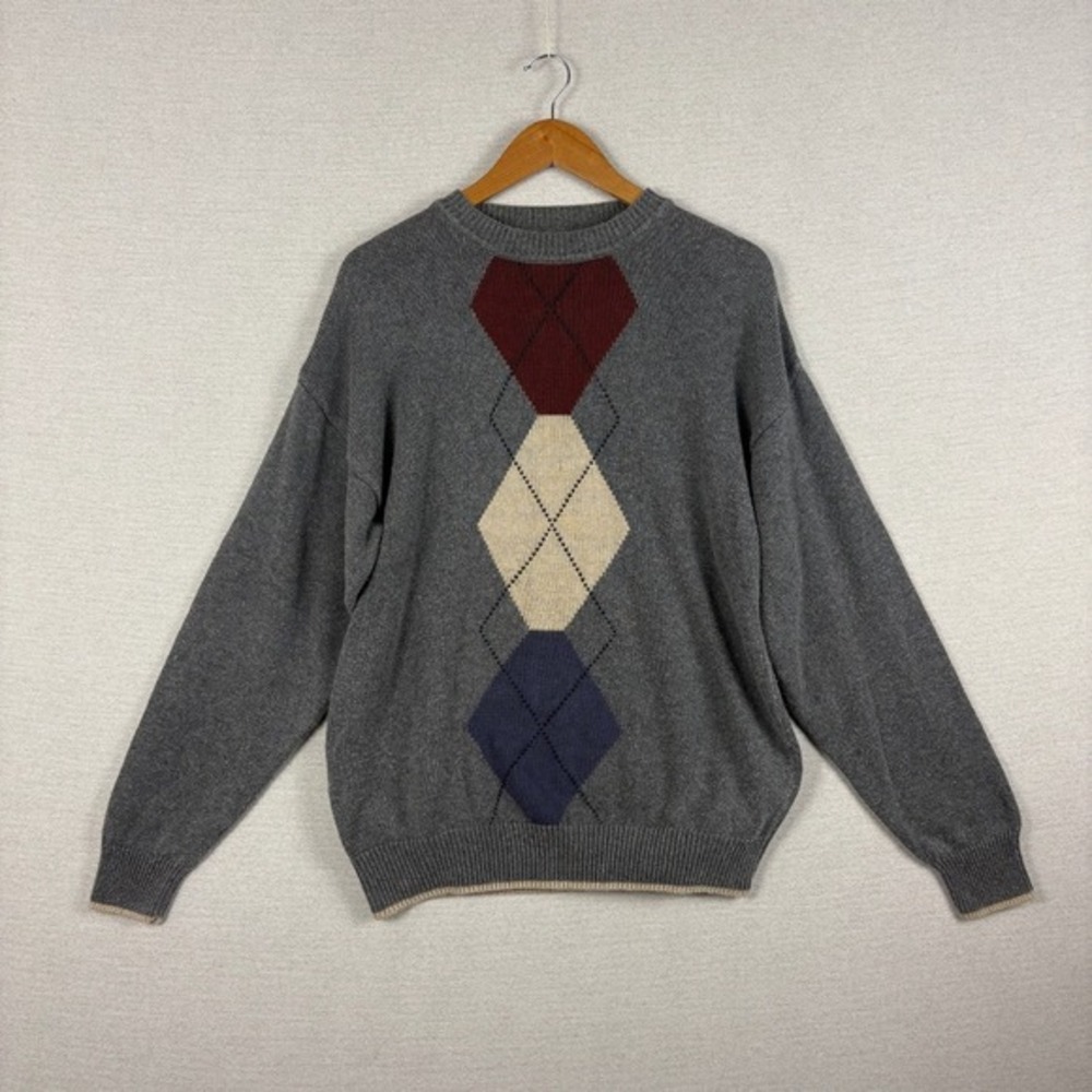 Vtg 90s Roundtree & York Argyle Sweater Mens M‎ Grandpa Normcore Preppy Academia